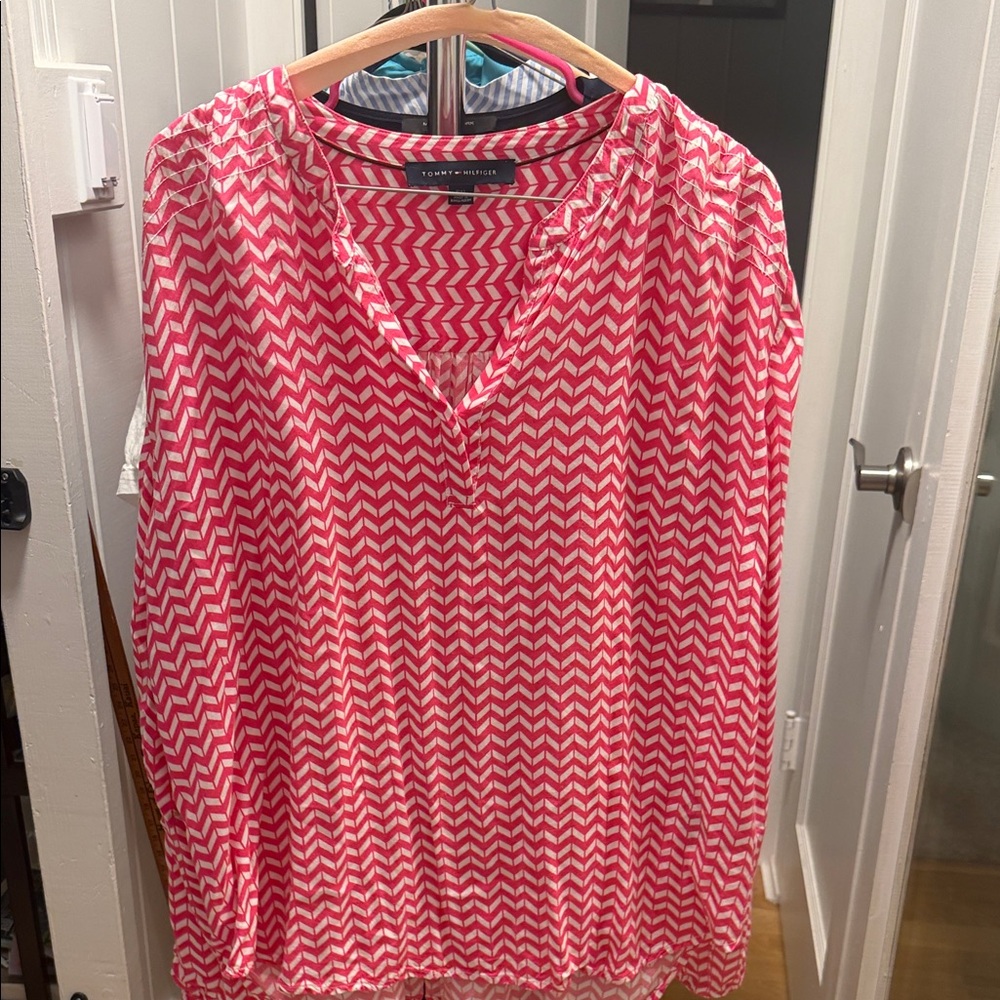 Tommy Hilfiger Pink Chevron Blouse